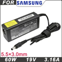 Adapter 19V 3.16A 5.5*3.0 60W Adapter Charger for Samsung N150 R580 R730 Rc512 Rv515 Np300e4c Np300v5a Np305e5a Np305e7a Np305v5a Power