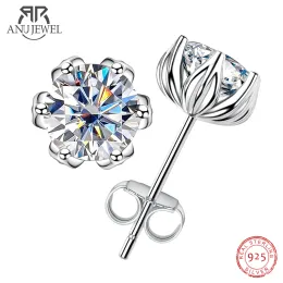 Earrings AnuJewel 2cttw D Color Moissanite Diamond Lotus Stud Earrings 925 Sterling Silver Flower Earrings For Woman Gifts Wholesale