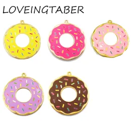 Pendenti (scegli il colore prima) 41mm 10pcs/lotto in lega di ciambella, ciambella a smalto completo per bambini per i gioielli