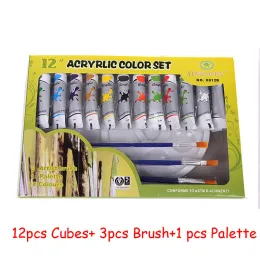 Jel 12 Renk Oje UV Jel Akrilik Boya Çiviler için Soyut Tüp Pigment Çizma Sanat Boyama Çivi Fırça ve Palet ile Akrilik