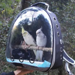 Bags Bird Carrier Bag Parrot Backpack with Prech and Feeder Cups for Parakeet Cockatiel Bunny Travel Acrylic Portable Pet Bird Cage