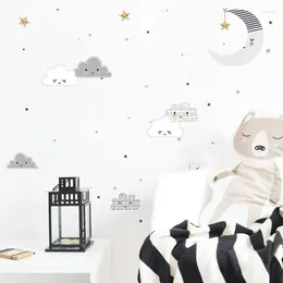 Adesivos de parede decoração de quarto de crianças bebê naklejki na sciane dla dzieci muraux vinilo pared infantil fofo cartoon nuvem moon muursticker