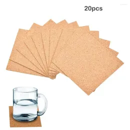 الحصير الجدول 20pcs تعيين Cork Coasters عادي مربعة طبيعية حصيرة ذاتية اللصق NTI-slip diy ورقة الدعم لملحقات المطبخ شريط المنزل