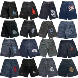 Kadınlar kot jnco baggy denim şort harajuku y2k hip hop vintage desen yaz erkekleri kadınlar gotik basketbol sokak kıyafetleri