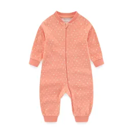Einszene Kiddiezoom Fashion Cartoon Orange Liebe 100%Baumwoll Reißverschluss Langarm Baby Jungen Mädchen ROMPERS Weiche Neugeborene Overall-Kleidung