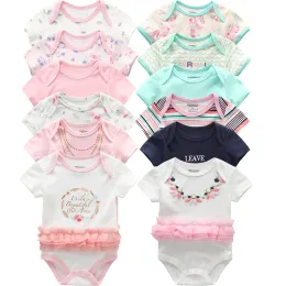 One-Pieces 6pcs/lot Baby Bodysuit Fashion body Suits Short Sleeve Newborn Infant Jumpsuit Cartoon kids baby girl clothes