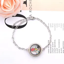 Link Bracelets Vinnie Design Openable Magnet Stainless Steel Memory Glass Bracelet Floating Locket Bangle For Women(send Free Charms)