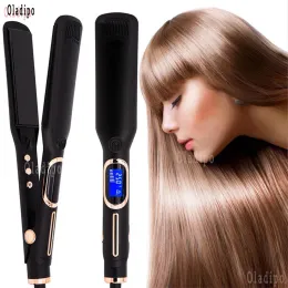 Straighteners Professional Wide Plate Iron 1/1.5/2 Inch Hair Straightener Ceramic Coated Plate LCD Fast Heating Anion Hair Tool Dual Voltage