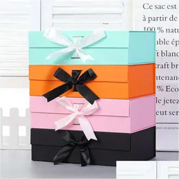 27x19x8cm Large Foldable Gift Wrap Hard Box with Ribbon Magnetic Closure Lid Favor Boxes Childrens Shoes Storage Lx4851 Drop Deliver Dhxzw es