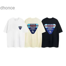 Mäns designer kort ärm mode trend varumärke sommar ins rhude triangel tryck män lösa liten halsringning överdimensionerad kortärmad t-shirt bomull