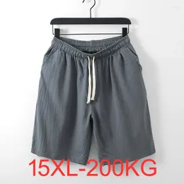 Shorts masculinos de verão mais tamanho 5xl 6xl 7xl 8xl 9xl 10xl 14xl 15xl linho de algodão elástico elástico