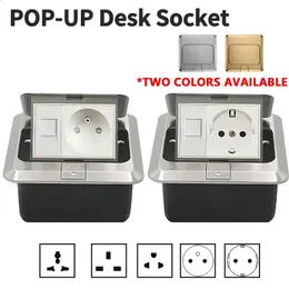 Floor Electrical Outlet Pop Up Kitchen Countertop Waterproof Sockets Out Receptacle Stainless Steel Box Golden Cover 15A 240415