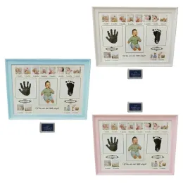 Frames Newborn Baby Handprint Footprint Photo Frame with Stamp Ink Kids Imprint Hand Inkpad Souvenirs