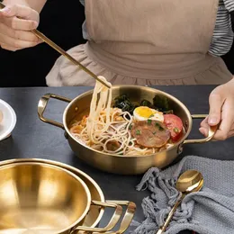 Plates Korean Stainless Steel Thick Dry Pot Ramen Kimchi Soup Handle Seafood Stockpot For Household Double