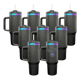 Custom laser 40oz ombre blue purple underneath tumbler vacuum insulated double walled stainless steel with lid and straw best value gifts 20PCS pack ready to ship