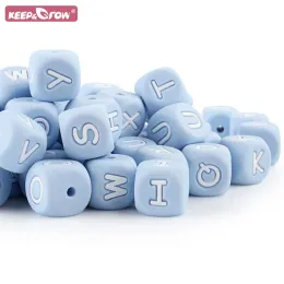 Camisas 10/50/100pcs 12mm azul silicone beads de miçangas acessórios de esferas DIY Nome morto inglês alfabe alimento alimento chupeta de bebê
