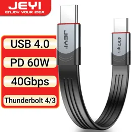 액세서리 Jeyi USB 4.0 케이블, 40GB/s 데이터 전송, 60W PD3.0 전력 충전, Thunderbolt 4/3, USBC 및 USB4 장치와 호환됩니다.