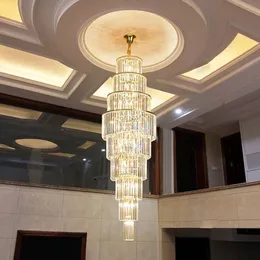 حديثة LED الفاخرة الكريستالية الدرج الثريا الإضاءة ديكور كبير الكلاسيكية Cristal فندق غرفة المعيش