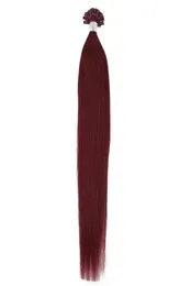 Whole 200spack 08GS 14039039 24Quot Keratin Stick U Tip Human Hair Extensions Brazilian Hair 99J Burgundy DHL FA3331539