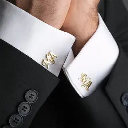 Tangula Custom Cufflinks for Groom Stainless Steel Mens Initials Cufflinks Personalized Wedding Man Jewelry Gift 240408