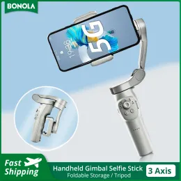 Gimbal Bonola Handheld 3axis gimbal قابلة للطي فيديو تسجيل فيديو Vlog مثبت على iPhone 13/Xiaomi/Samsung Phone Selfie Stick