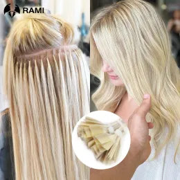 Förlängningar Flat Tip Human Hair Extensions Kvinnor Hårförlängning 1.2 cm Keratin Natural Pre Bonded Stick Tip Micro Ring Beans Straight Hair