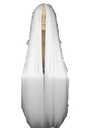 Perücken Feishow weiße Perücke 100 cm/40 Zoll synthetische hitzebeständige Faser Lange Halloween Kostüm Cosplay Carnival Straight Salon Haare