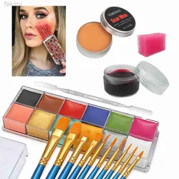 Tinta corporal 12/20 Cores Face Body Pintura Fake Blowen Halloween Profissional Efeitos Especiais Kit de Maquiagem Com Modelagem de Feridas Casta Cera D240424