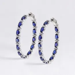 Earrings Huitan New Arrival Fashion Women Hoop Earring Dazzling Blue/White Cubic Zircon Elegant Female Accessories Gifts Earrings Jewelry