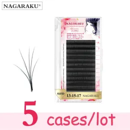 Cylashes Nagaraku 5Cases Novo Cheelash de Autofans Cheelash Easy Fanning Lashes Mega volume Volume Volume russo Twotone Lashes Make Up Cilia