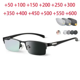Cornici occhiali da lettura fotocromatica asferica resina lettore lettore gli occhiali per occhiali medi metallo Presbyopia +1,0 +2