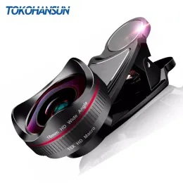 Фильтруйте Tokohansun HD Optical Glass 0,45x широкоугольный объектив 15x Super Macro Lens для iPhone 6S 7 8 плюс комплект Samsung Huawei Camera Lens