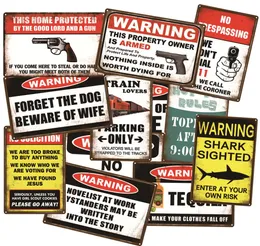 Pintura Funny Warning Metal Poster Tin Sign Decoração para Man Cave Shark Sem invadir 20cm30cm3272306