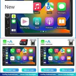 Yeni 2din Araba Radyosu Autoradio 7 "Carplay Auto Universal Bluetooth FM Multimedya Oyuncu Desteği TF/USB Arka Görünüm