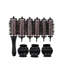 2024 new 6pcs/set 3 Sizes Detachable Handle Hair Roller Brush with Positioning Clips Aluminum Ceramic Barrel Curler Comb Hairdr for Hair for