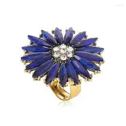 Cluster Rings Simple Retro Creative Fashion Personality Trend Adjustable Exaggerated Sunflower For Women Party Jewelry
