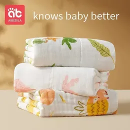 Aibedila baby handduk för spädbarn muslin handdukar födda saker saker saker bomullsbad född handsöm dusch ansikte ab2938 240415