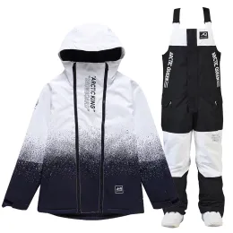 Jackets High Quality Men Women Snowboarding Suit Jacket and Bib Pants Winter Warm Waterproof Ski Outfit Mountain Snowsuit New 2023