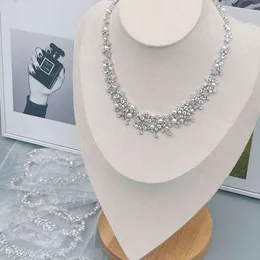 중공업 부러진 성운 풀 다이아몬드 인레이 된 진주 목걸이 고급 스러움 및 고급 멀티 레이어 목걸이 보석