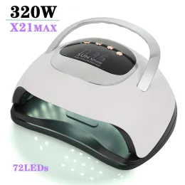 Комплекты 320W Sun x21max светодиодная лампа UV Professional Nail 72Leds Lamp для маникюра быстро сухой гвоздь лак с ЖК -экраном ультрафиолетового ультрафиолета.