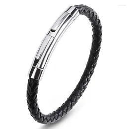 Braccialetti di fascino squisito snap in acciaio inossidabile snap bracciale in pelle intrecciata per uomini donne donne semplici gioielli di gioielli in tessuto a mano