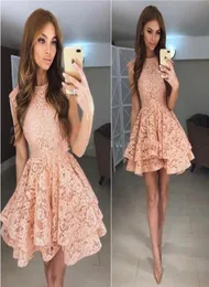 2018 Cheap Full Lace Homecoming Dresses Sexy Mini Short Cocktail Party Gowns Custom Made Sweet Prom Dress3639119