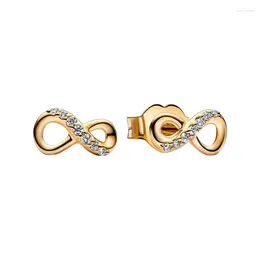 Orecchini per borchie Shine Gold Asimmetrica Infinito Ear Piercing per Women Jewelry Pave Attribuisci il regalo di San Valentino di Stone di San Valentino.