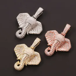 Hip Hop Style Elephant Pendant Full of Zirconia Trendy Personality Necklace Jewelry