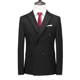 Ceketler Klasik Siyah Blazers Ceket Büyük Boyut 6xl Erkekler Çifte Breased Resmi Takım Eyaletler Erkekler İnce Fit Gelinlik Üstleri