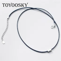 Anhänger schwarzer Lederseilband Schlüsselbein Halskette 40 cm Marke Strand Style 925 Sterling Silber Geschenk für Frauen
