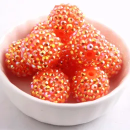 Beads Kwoi Vita Orange Ab 20mm 100pcs Chunky Resin Rhinestone Beads Ball for Kids Girls Jewelry Making