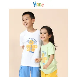 Tees hnne 2022 verão novo desenho animado tshirt Kids Natural 100% algodão Crianças tops macios confortáveis unissex meninos meninas tees