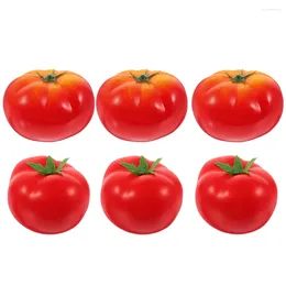 Decorative Flowers 6 Pcs Imitation Tomato Lifelike Fake Pops Teaching Aids Artificial Fruits Plastic Kitchen Decoration Vegetable Toddler