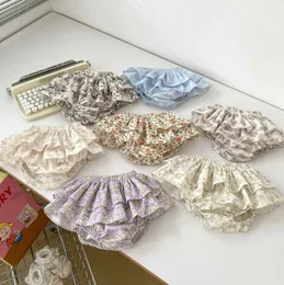 Shorts Milancel 2024 0-3y Summer Baby Bloomers Ruffle Girls Floral Shorts Cake Layeres PP Shorts H240425